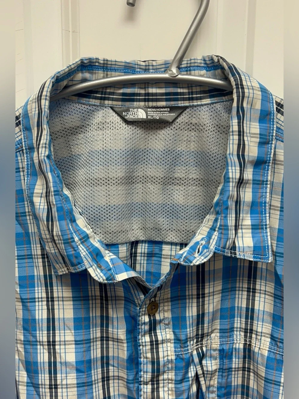 The North Face Men's Short-Sleeve Performance Blue Plaid Shirt Size XL